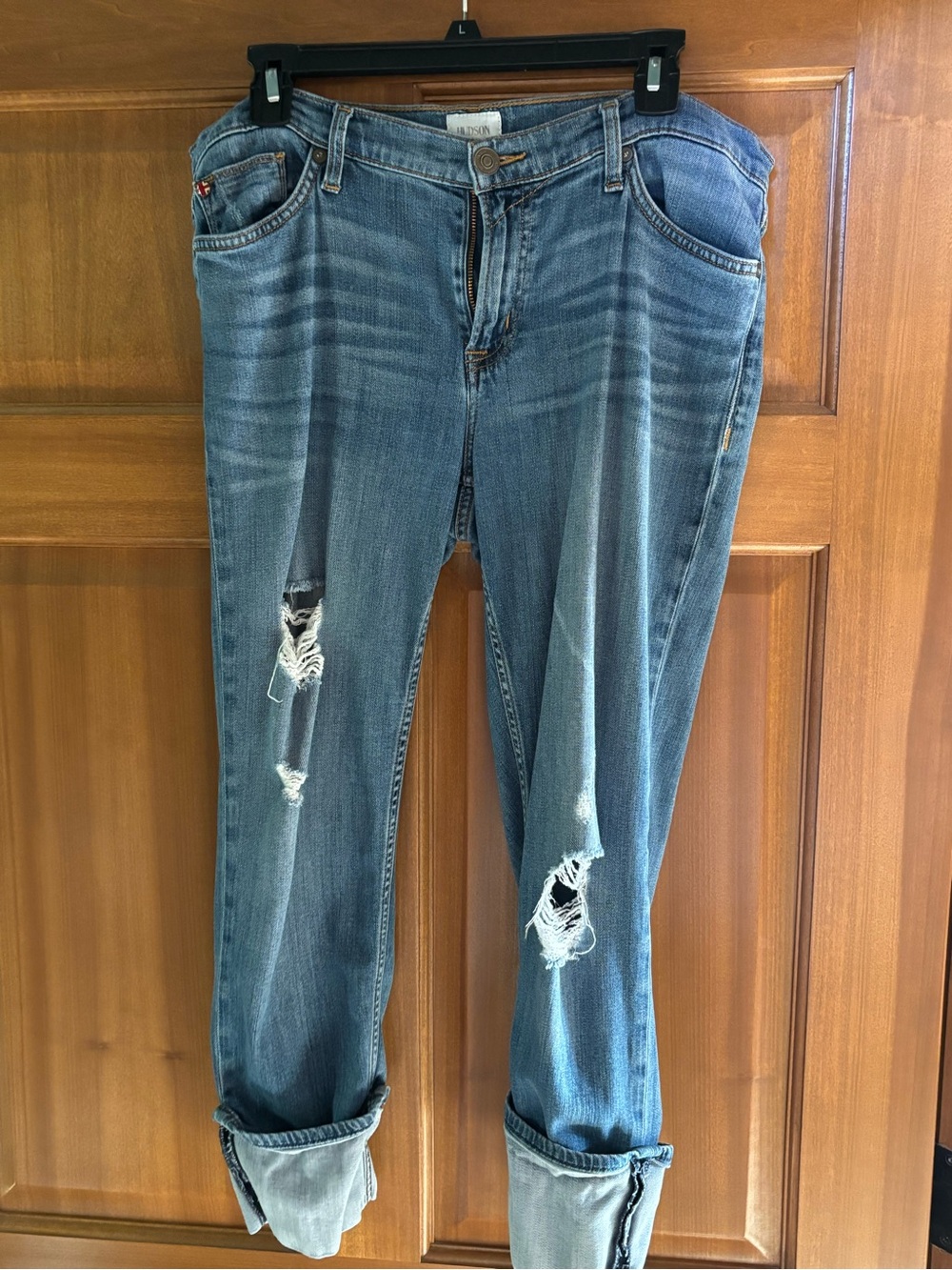 Women’s Hudson Distressed Blue Jeans - Casual Relaxed Fit